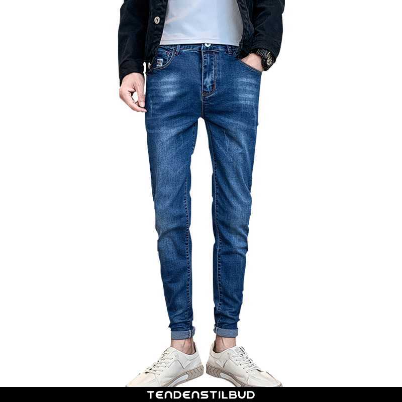 Svække couscous hjemme Cowboybukser bukser jeans herre casual stretch skinny slim fit trend lang  mørkeblå - tendenstilbud.com