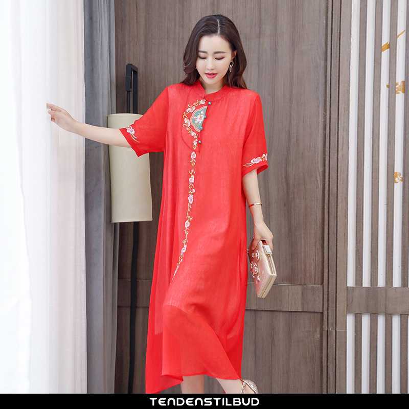 kjoler dame mode behagelige elegante sommer rød - tendenstilbud.com