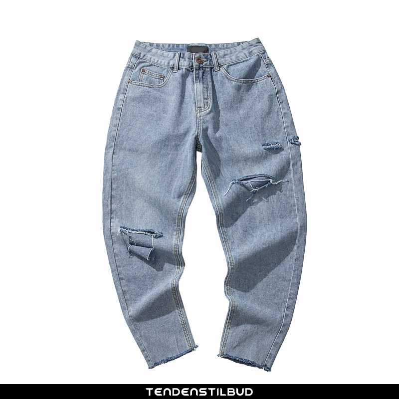 Jeans Herre Cowboybukser Denim Sommer Blå