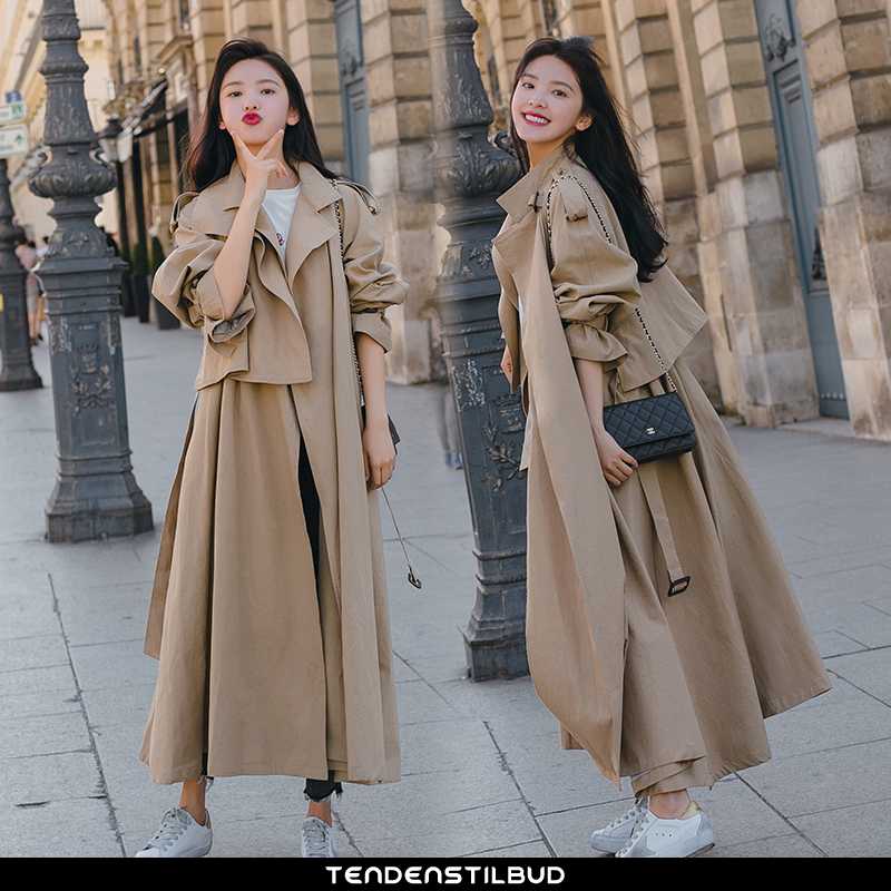 Vindjakke Dame Trenchcoat Stor Khaki